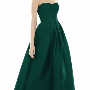 Alfred Sung Strapless High/Low Sateen Gown